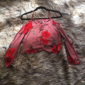 Kendall & Kylie Off the Shoulder Floral Top